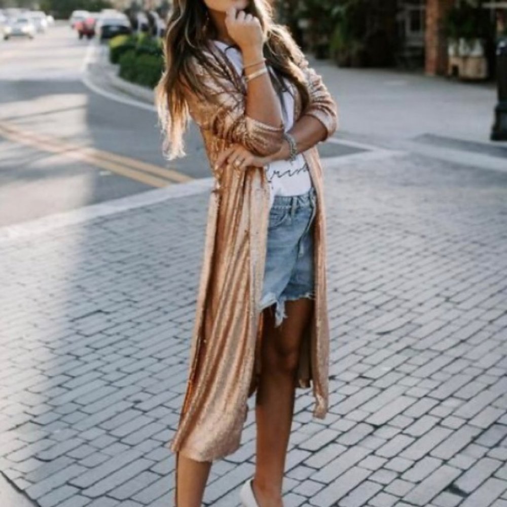 NEW VICI Champagne Sequin Duster Luminosity Small